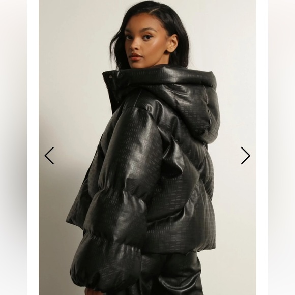 Misspap embossed leather look puffer jacket - Picture 2 of 7